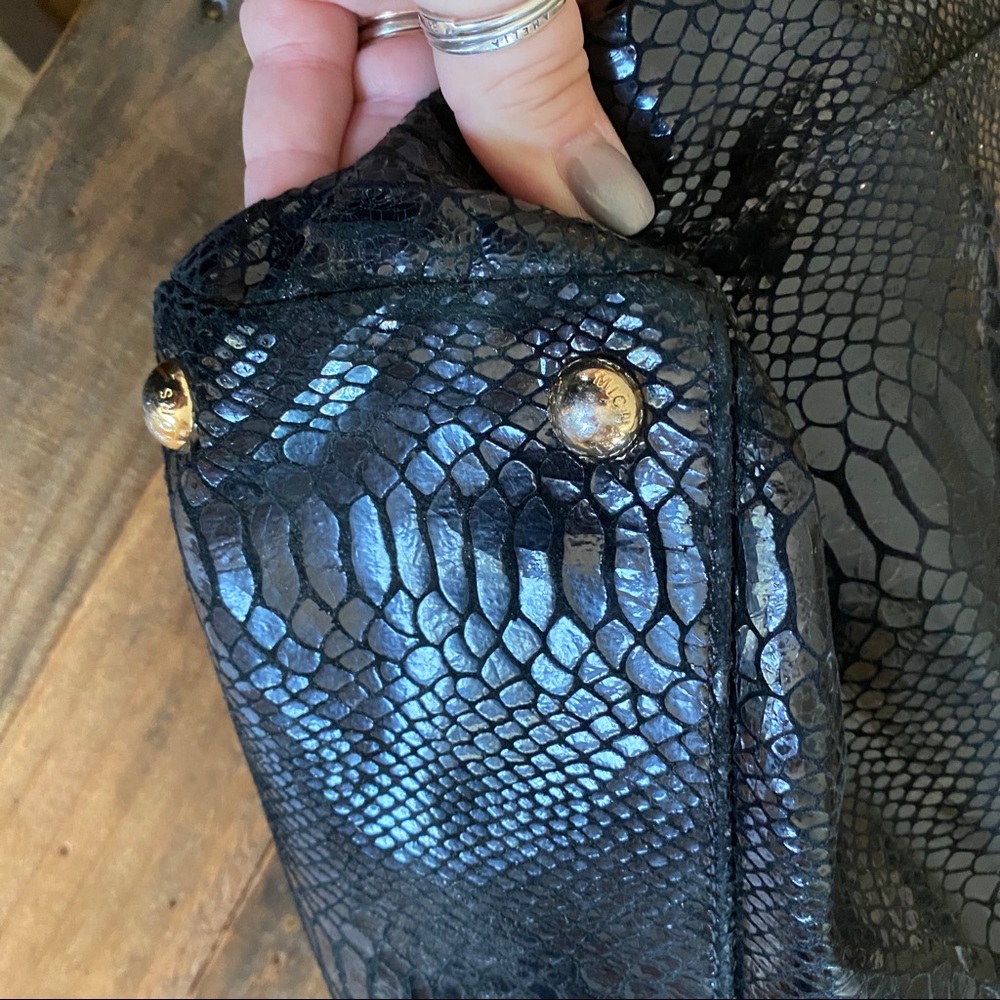 Michael Kors Black Embossed Python Harpertote - image 7